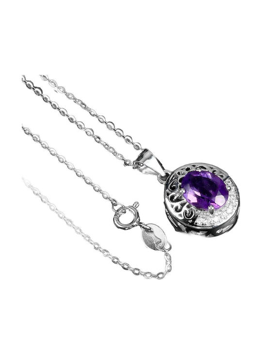 Natural Amethyst Zircon 925 Necklace Beautiful Delicate