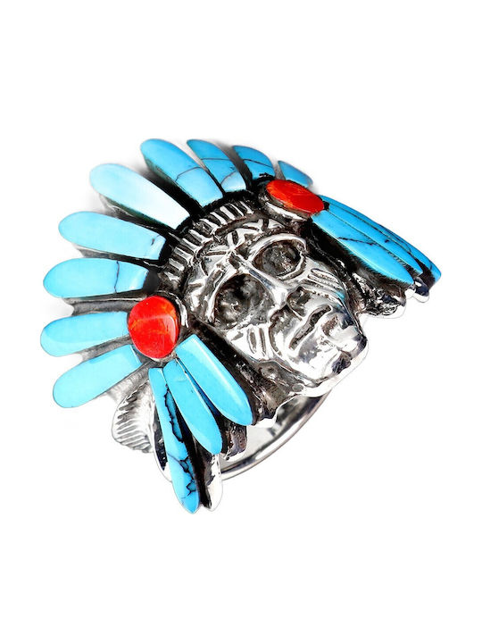 925 Stunning Silver Turquoise Ring Size 17 Indian