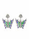 Silver 925 Enamel Earrings Natural Marcasite Butterfly 5
