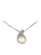 Silver Necklace Elegant Delicate Natural Cream Pearl Zirconia 925