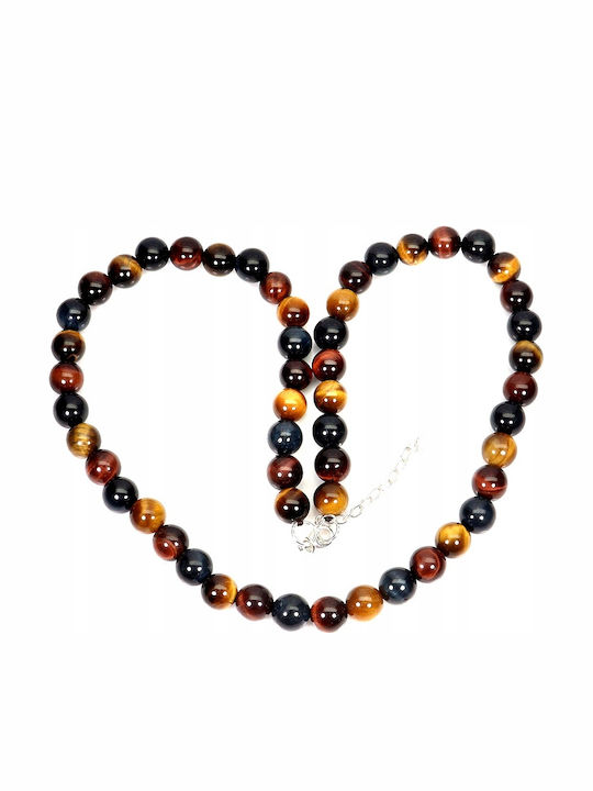 Stunning 925 Silver Necklace Natural Tiger's Eye Stones