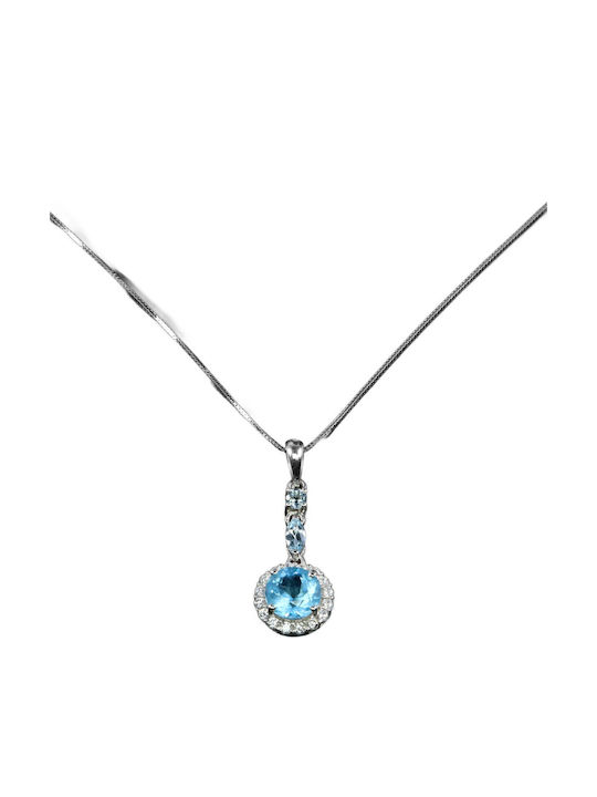 Colier Delicat 925 Topaz Natural Albastru Ceresc Zircon Cubic