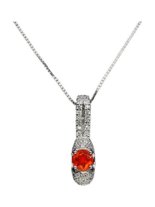 Zarte Orange Opal Zirkon Silber 925 Halskette
