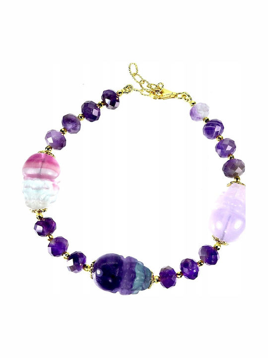 Beautiful Silver Bracelet Natural Amethysts Fluorites 925