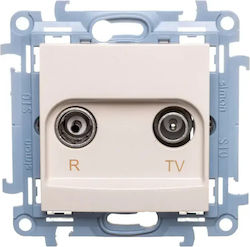 Simon 10 Antenna Jack R-tv Through Hole Cream I...