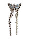 5 Silver Delicate Dangling Earrings Natural Sky Blue Topazes Black Spinels