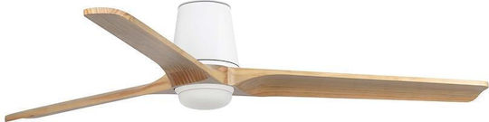 Faro Barcelona Heywood Tub L SWT Ceiling Fan 132cm with Light Fixture White/Pine