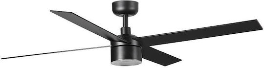 Faro Barcelona Rudder Tek 4 L 4000K Тавани Вентилатор 132см с Осветление Черен/Орех