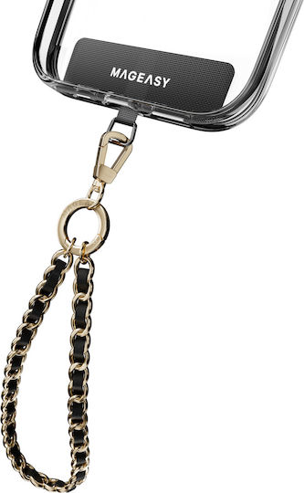 Каишка За Китката Mageasy Chic Chain Wrist Strap & Strap Card 9mm Отделящи Се Калъфи За Мобилни Телефони Smartphones Черен Матиран Златен Mphiph324bo24