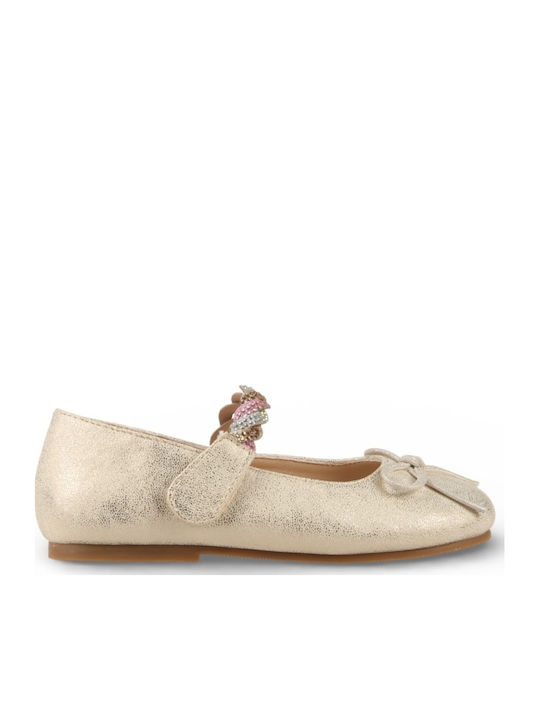 Kids Ballerinas with Hoop & Loop Closure Gold