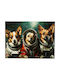 Glas Gemälde Astronauten Hunde 80x60cm
