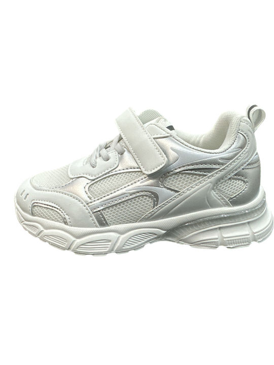 Kids Sneakers with Hoop & Loop Closure White