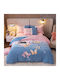 4 Seasons Collection Σετ Παπλωματοθήκη Φανελένια Υπέρδιπλη 220x240cm 2 Μαξιλαροθήκες & 1 Σεντόνι Ροζ Γαλάζιο