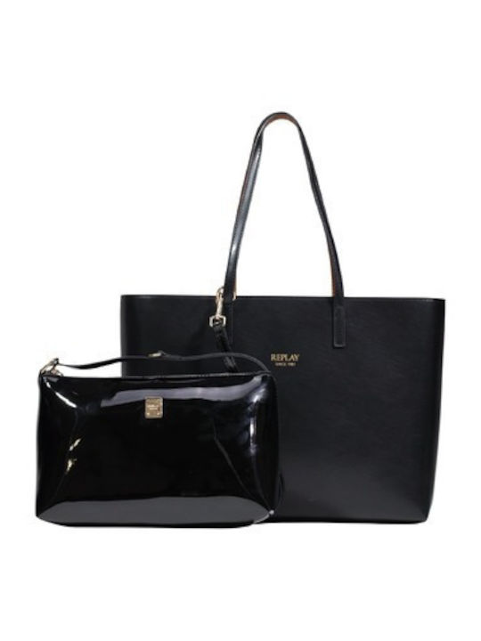 Women's Bag Shopper Shoulder Double-Sided Black / Tan with Accompanying Vinyl Inner Pouch FW3553.007.A2003E-X083