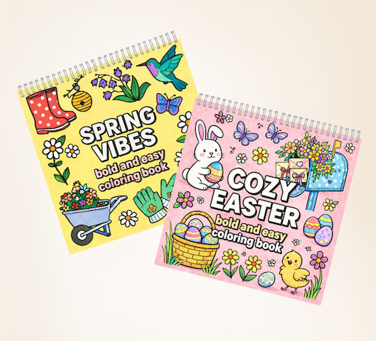 Obro Anti-Stress-Malbücher Frühling & Ostern Erwachsene Kinder 40 Dicke Seiten 21x21 Cm