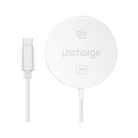 3MK Ασύρματος Φορτιστής Qi2 25W Λευκός (Incharge Align For Apple)