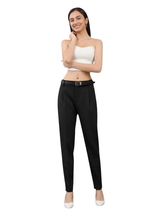 Miss Good Women's Fabric Trousers Slim Fit Black