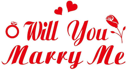 Sticker Decal Alista Home Temă Nuntă Text Design "Will You Marry Me" 21x29 Cm Roșu