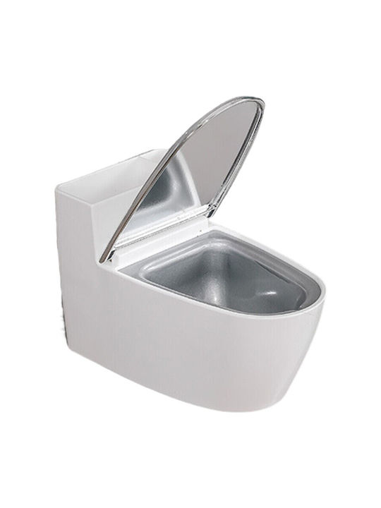 Cenușare Creativă Formă De Toaletă Capac Argintiu Material Oțel Inoxidabil Abs 12.5 X 9.8 X 8.4 Cm Montare Adezivă Independentă Baie Bucătărie Balcon Argintiu