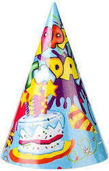 Set 6 Party Hats Alista Home Children's Party Cardboard 20 X 13.5 Cm Model 5 Happy Birthday Multicolor