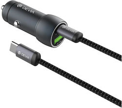 Devia EA507 Metal Încărcător Auto Cu 1xUSB-A 1xType-C Și Cablu Type-C