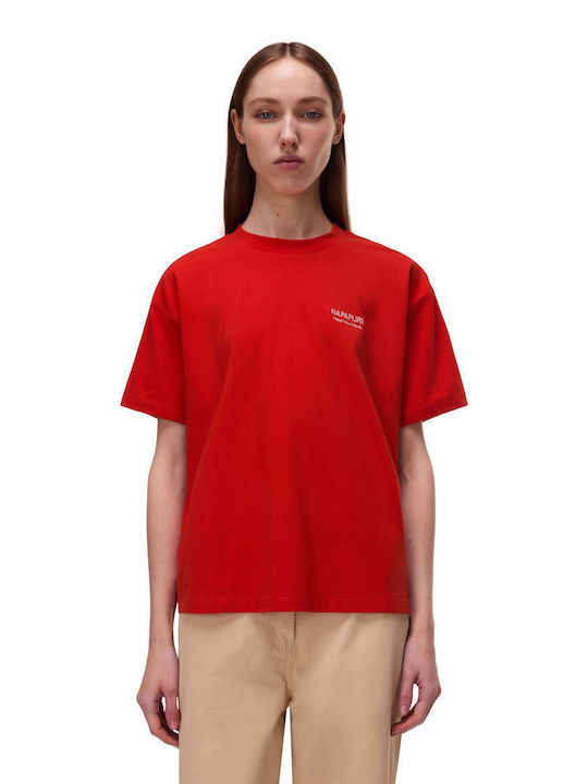 Napapijri Women's Oversized Red T-shirt