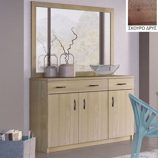 Sideboard No 3 Wooden with Mirror Dark Oak 120x38x84cm