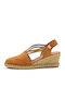 Leather Women's Espadrilles In Brown Colour