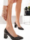 Black Heels Snake Print Chunky Heel
