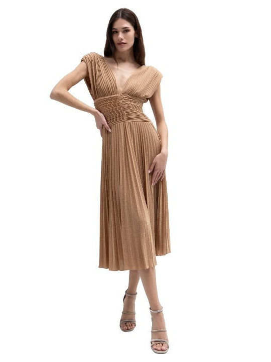 Sommer Midi Abendkleid Gold