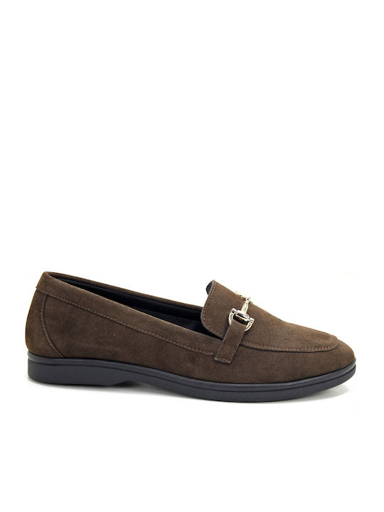 Zizel Leather Women's Loafers in Brown Colour