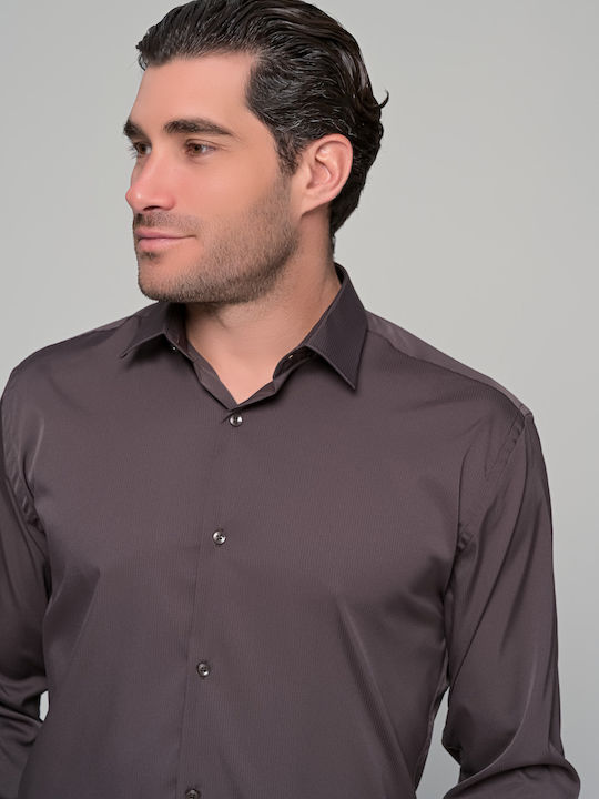 Ben Tailor Long Sleeve Shirt in Regular Fit Brown