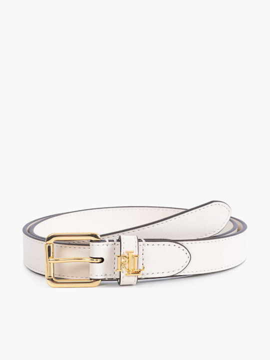 Ralph Lauren Δερμάτινη Γυναικεία Ζώνη Λευκή