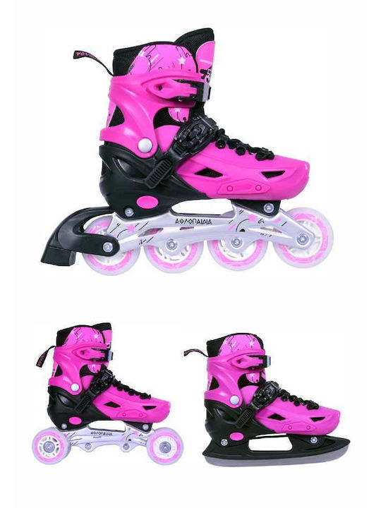 Athlopaidia Roller Inline Adjustable Rollers Pink Kids