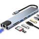 USB-C Докинг Станция с HDMI 4K PD Ethernet и Свързване на 2 Монитора Сива (ED379)