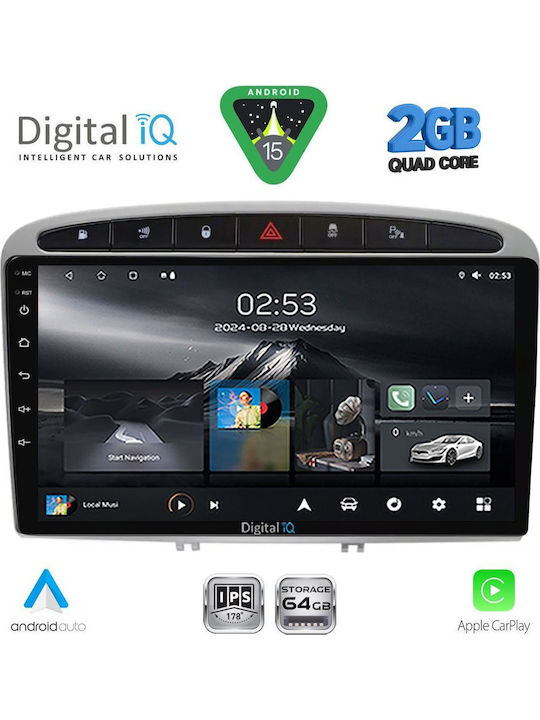 Digital IQ Car Audio System for Peugeot 308 / RCZ 2007-2012 (Bluetooth/USB/WiFi/GPS/Apple CarPlay/Android Auto) with 9" Touch Screen
