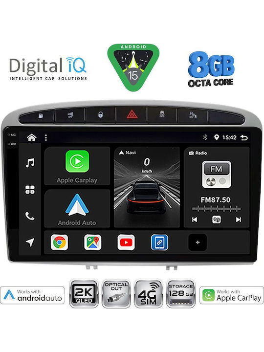 Digital IQ Car Audio System for Peugeot 308 / RCZ 2007-2012 (Bluetooth/USB/WiFi/GPS/Apple CarPlay/Android Auto) with 9" Touch Screen