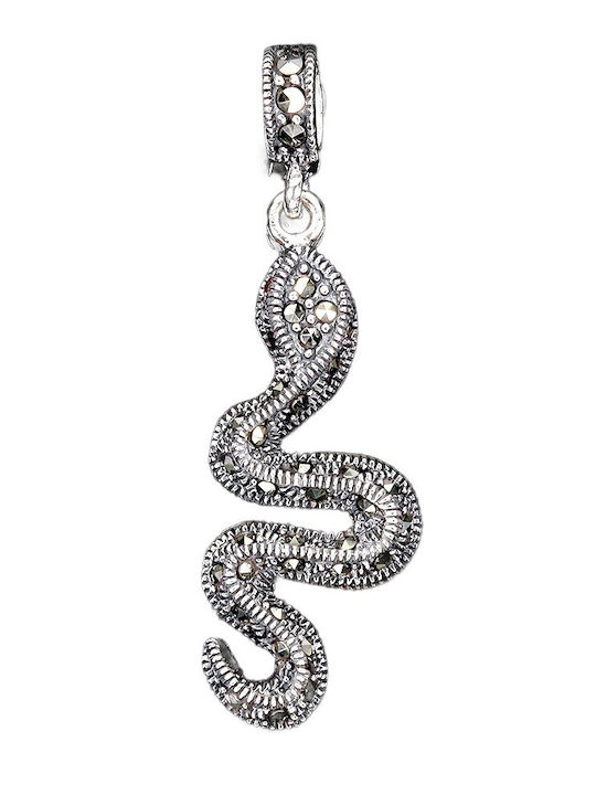 925 Silver Pendant Elegant Natural Marcasite Snake