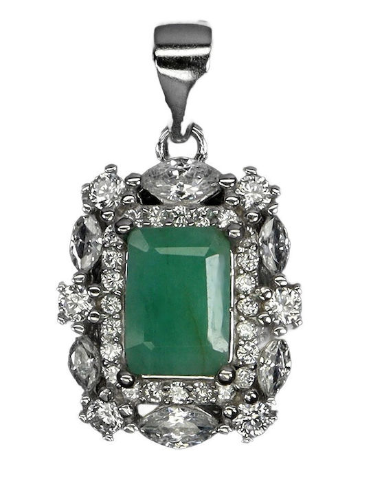 Delicate Elegant Silver Pendant Natural Beryl Zirconia 925