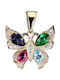Silver Butterfly Pendant Natural Iolite Topaz Sky Blue Pink Green