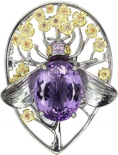 Сребърна Брошка 29.63ct Аметист Сапфир Папийонка