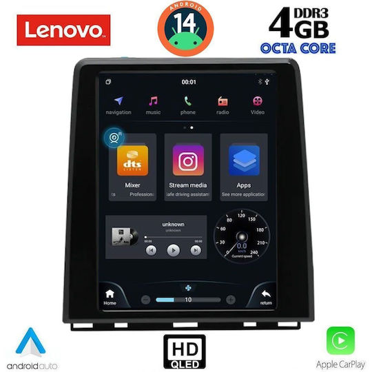 Lenovo Ηχοσύστημα Αυτοκινήτου για Renault Clio / Captur 2019 (Bluetooth/USB/WiFi/GPS/Apple-Carplay/Android-Auto) με Οθόνη Αφής 9.7"