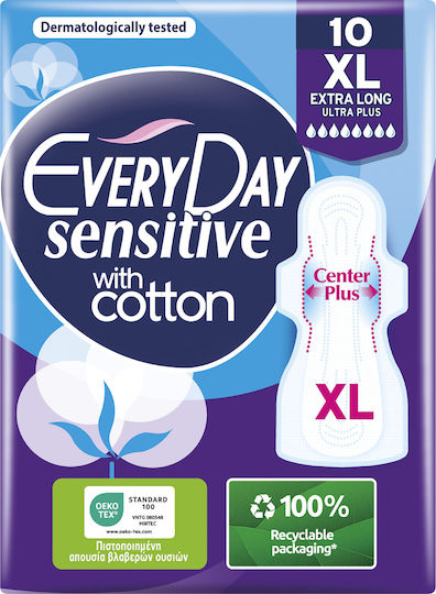 Every Day Sensitive Cotton Extra Long Ultra Plus Hygienepads mit Flügeln 18 Stück