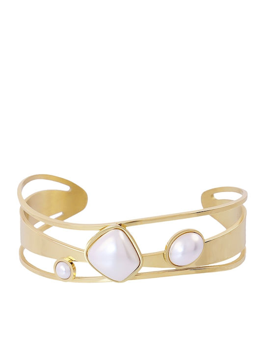 Anartxy Women's Leather Handcuff Bracelet with Pearls