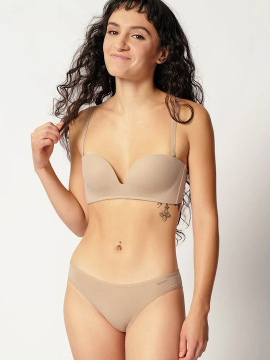 Skiny Μπεζ Strapless Σουτιέν χωρίς Μπανέλες