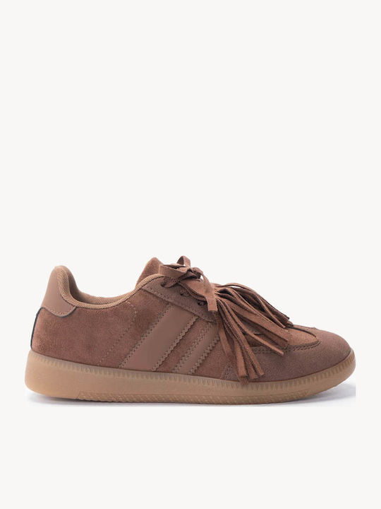 Adidași Din Suede Maro Cu Franjuri Discrete