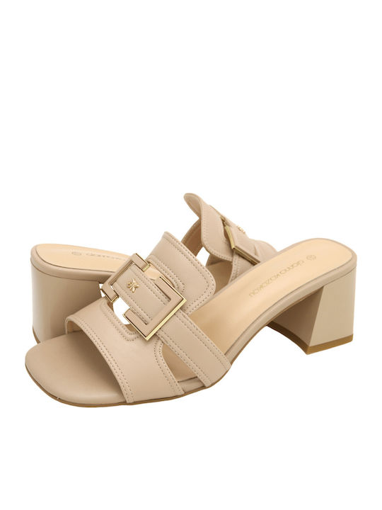 Gianna Kazakou Leather Mules with Low Heel in B...