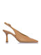 Leather Heels with Medium Heel Tabac Brown