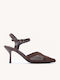 Brown Slingback Heels Woven Design Strap