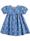 Rochie Fete Mâneca Scurtă Denim Albastră